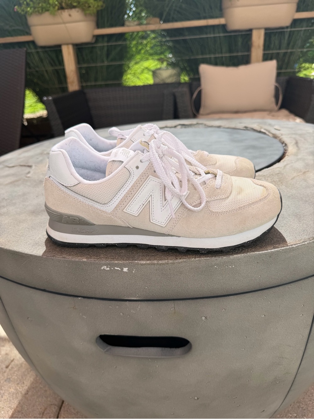 New Balance Women's Light Beige and White Suede Sneaker